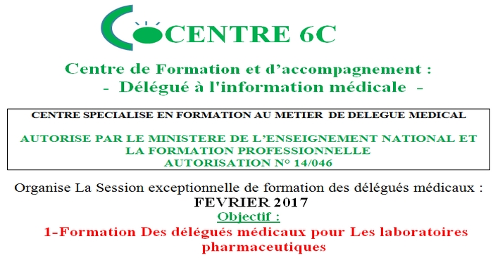 Centre 6C organise une Formation Des délégués médicaux pour Les laboratoires pharmaceutiques