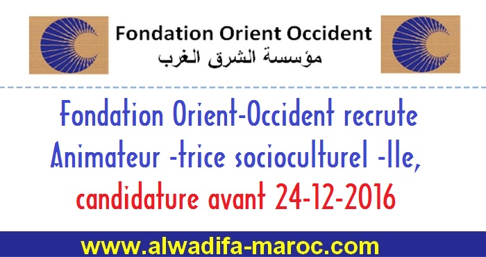 Fondation Orient-Occident recrute Animateur -trice socioculturel -lle, candidature avant 24-12-2016