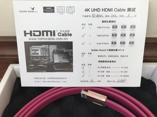 Golden Sound USA 4K HDMI Cable, Lifetime Warranty. 11 